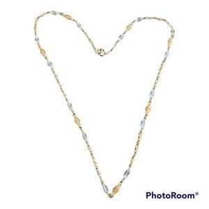 St. John Vintage 1990 Gold Plated Station Necklace Swarovski Crystal Long